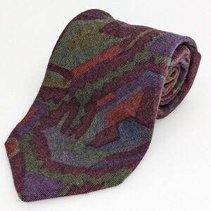 Vtg Cambridge Classics Mervyns Geometric Wool Neck Tie 3.5 x 58 Multicolor USA